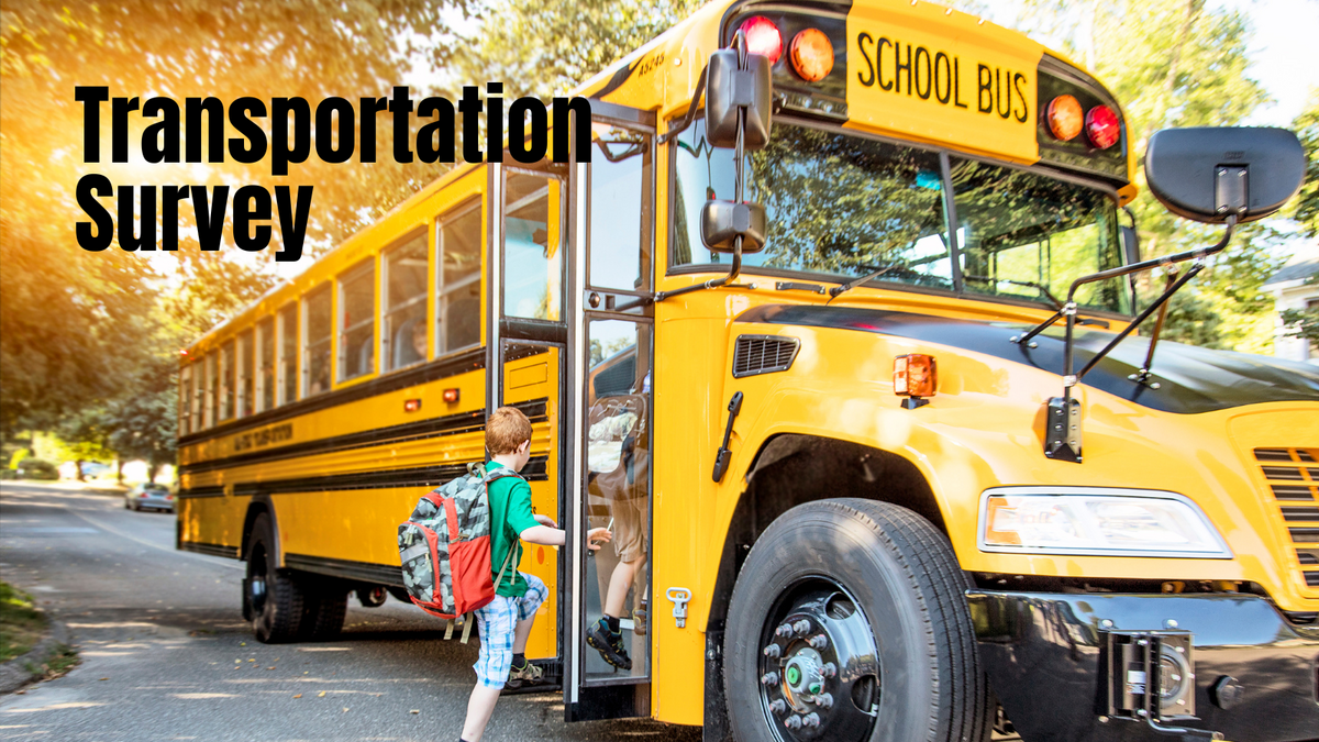 school bus photo, link to transportation survey